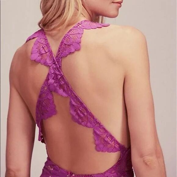 For Love and Lemons Gianna Apron Lace Crossback Dress Purple Size XS NWT - Picture 2 of 10